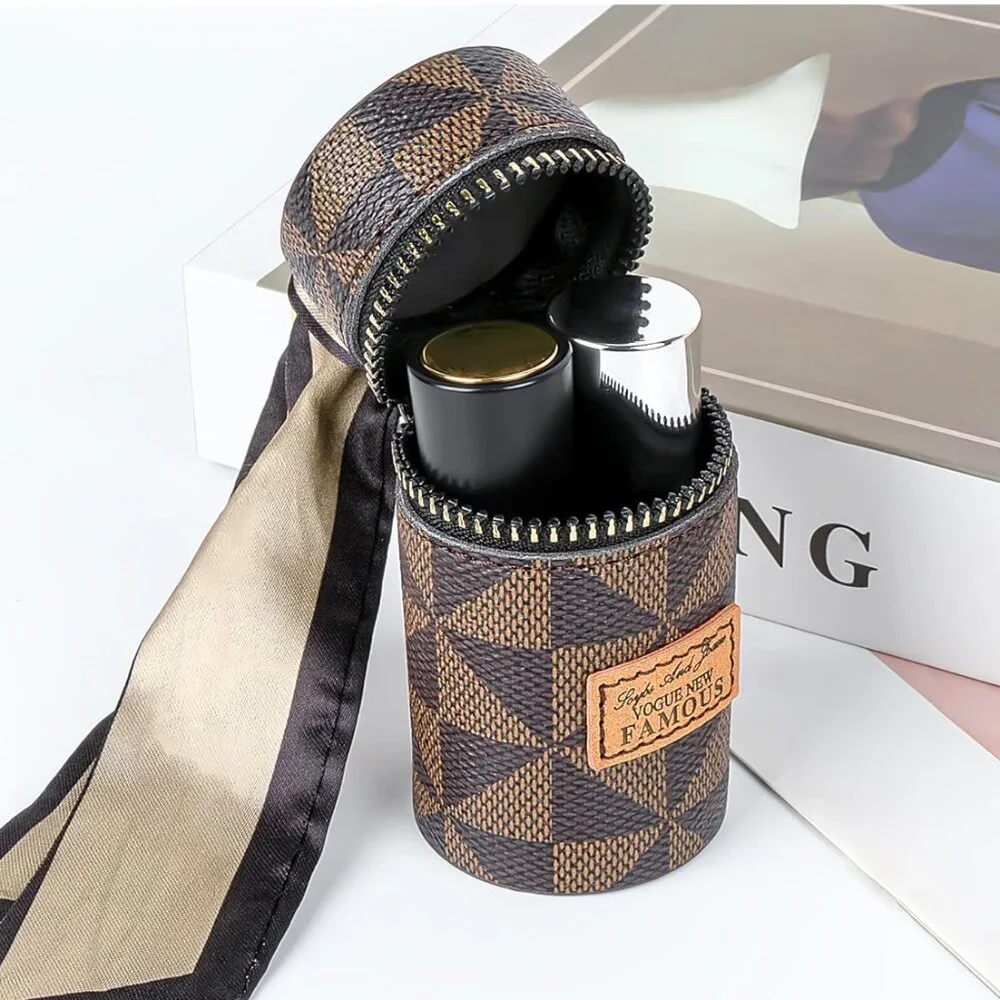Lipstick Case, Mini Leather Lip Gloss Lipstick Organizer, Travel Lipstick Bag wi